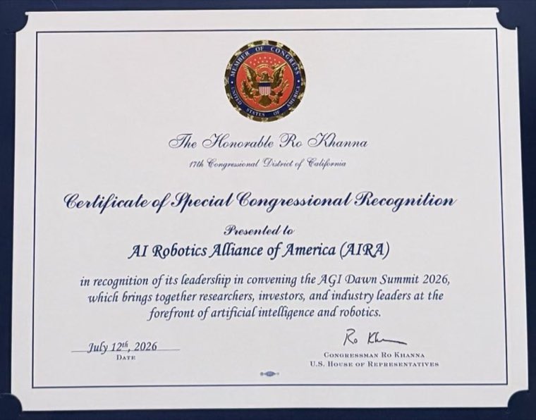 Certificate of Special Congressional Recognition